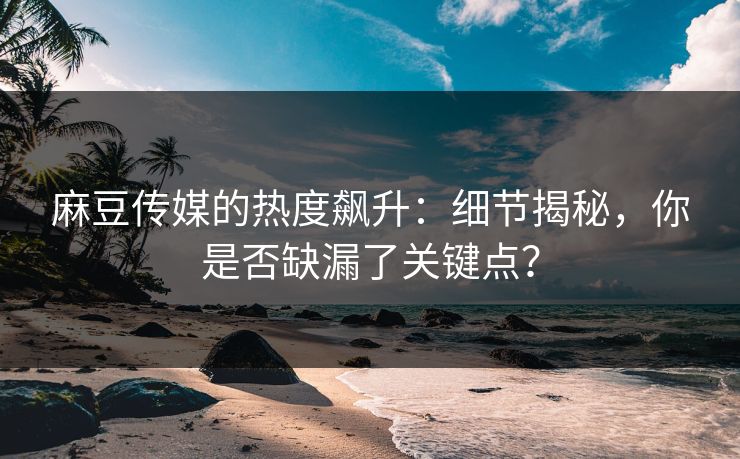 麻豆传媒的热度飙升：细节揭秘，你是否缺漏了关键点？