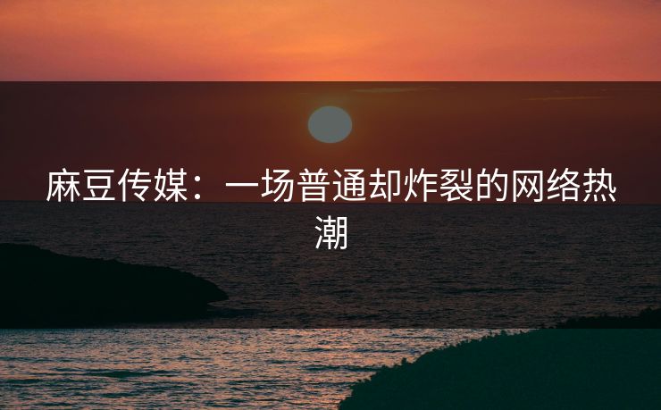 麻豆传媒：一场普通却炸裂的网络热潮