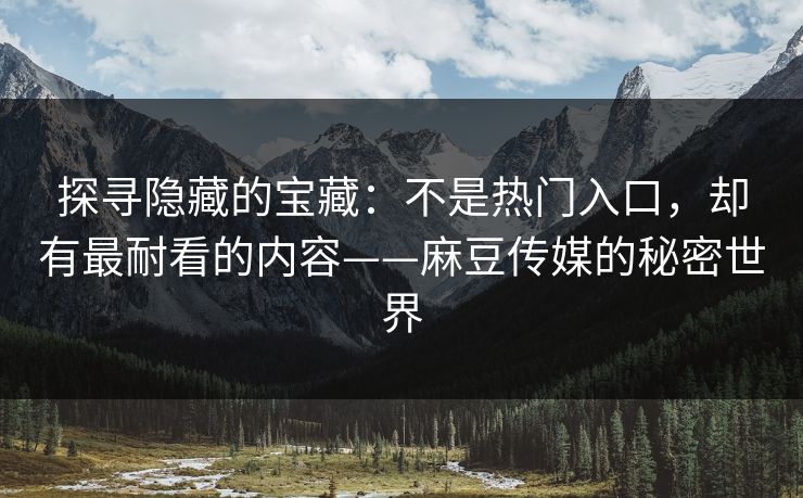 探寻隐藏的宝藏：不是热门入口，却有最耐看的内容——麻豆传媒的秘密世界