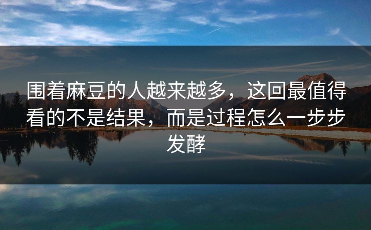 围着麻豆的人越来越多，这回最值得看的不是结果，而是过程怎么一步步发酵
