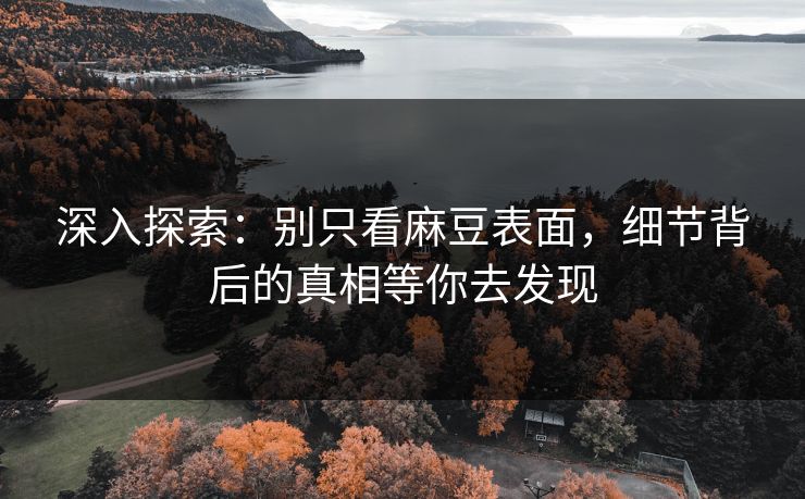 深入探索：别只看麻豆表面，细节背后的真相等你去发现