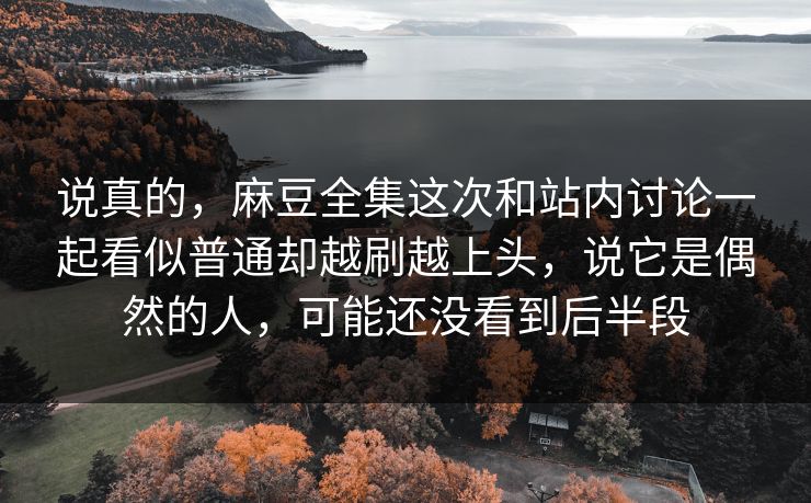 说真的，麻豆全集这次和站内讨论一起看似普通却越刷越上头，说它是偶然的人，可能还没看到后半段