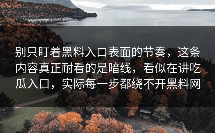 别只盯着黑料入口表面的节奏，这条内容真正耐看的是暗线，看似在讲吃瓜入口，实际每一步都绕不开黑料网