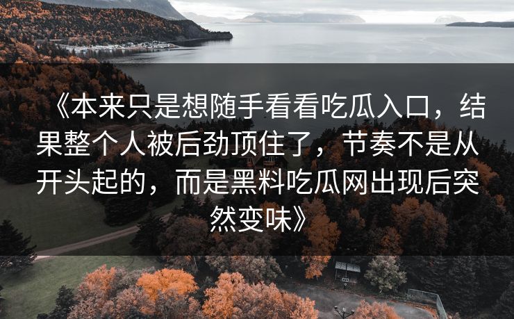 《本来只是想随手看看吃瓜入口，结果整个人被后劲顶住了，节奏不是从开头起的，而是黑料吃瓜网出现后突然变味》
