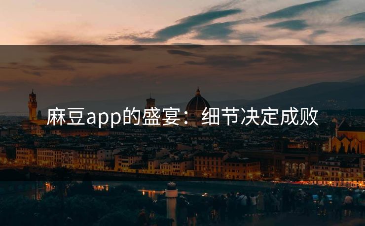 麻豆app的盛宴：细节决定成败