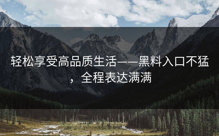 轻松享受高品质生活——黑料入口不猛，全程表达满满